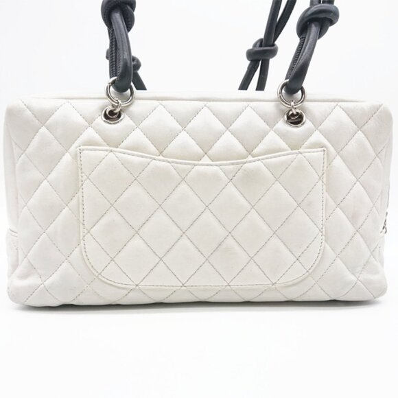 CHANEL Cambon Quilted Ligne Shoulder Bowling Bowler Bag Tote White - Picture 9 of 16